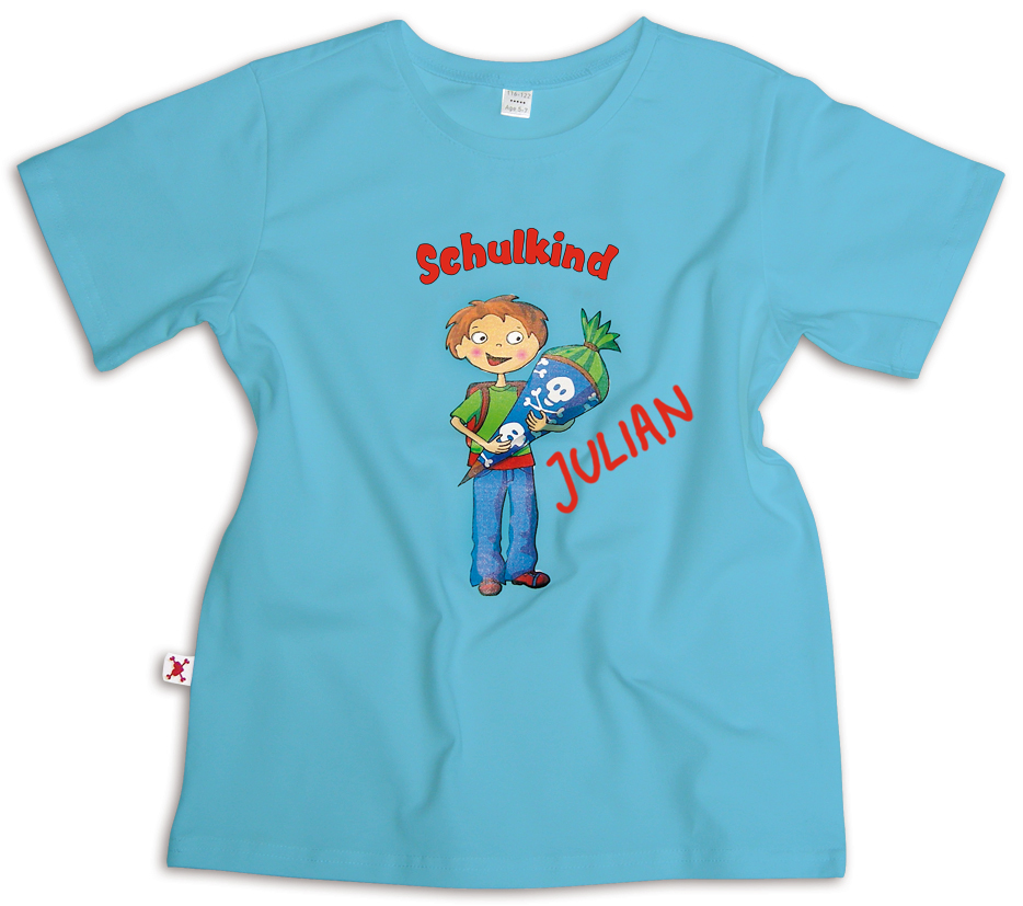 T-Shirt Schulkind Personalisiert Türkis